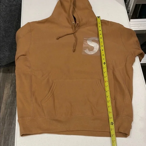 NEW Supreme S Logo Swarovski SMALL Brown Tan Long Sleeve Hoodie Pull Over Jacket